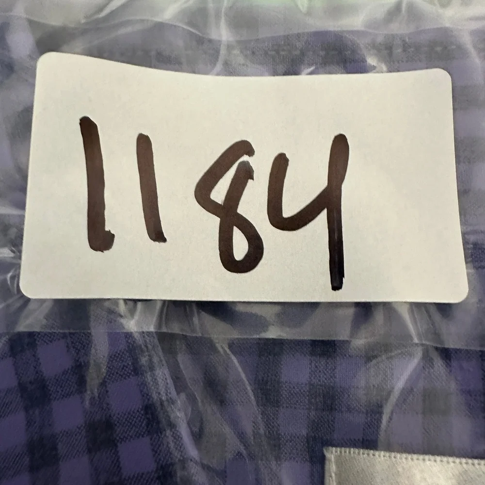 Peter Millar‎ Gingham Check Button Down Shirt Long Sleeve Purple Mens Size Large